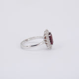 Unheated Mozambique Ruby Engagement Ring - Double Diamond Halo Ruby Ring - April & July Birthstone Ring