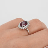 Unheated Mozambique Ruby Engagement Ring - Double Diamond Halo Ruby Ring - April & July Birthstone Ring