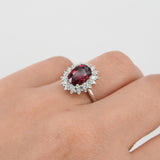 Unheated Mozambique Ruby Engagement Ring - Double Diamond Halo Ruby Ring - April & July Birthstone Ring