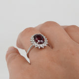 Unheated Mozambique Ruby Engagement Ring - Double Diamond Halo Ruby Ring - April & July Birthstone Ring