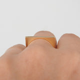 Minimalist D-Shaped 18K Gold Ring – Modern Elegant Statement Jewelry