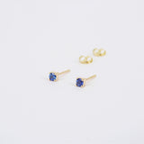 Natural Floating Blue Sapphire Stud Earrings – Minimalist Dainty Jewelry