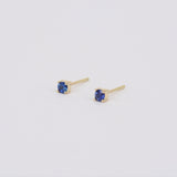 Natural Floating Blue Sapphire Stud Earrings – Minimalist Dainty Jewelry