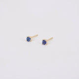 Natural Floating Blue Sapphire Stud Earrings – Minimalist Dainty Jewelry
