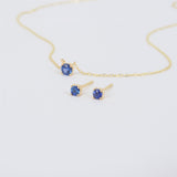 Natural Floating Blue Sapphire Stud Earrings – Minimalist Dainty Jewelry