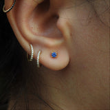 Natural Floating Blue Sapphire Stud Earrings – Minimalist Dainty Jewelry