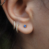 Natural Floating Blue Sapphire Stud Earrings – Minimalist Dainty Jewelry