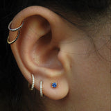 Natural Floating Blue Sapphire Stud Earrings – Minimalist Dainty Jewelry