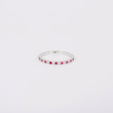 Natural Ruby and Diamond Full Eternity Ring – Small Genuine July & April Dual Birthstone Ring – Simple Gold Ruby Stacking Ring