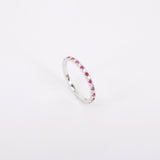 Natural Ruby and Diamond Full Eternity Ring – Small Genuine July & April Dual Birthstone Ring – Simple Gold Ruby Stacking Ring