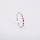 Natural Ruby and Diamond Full Eternity Ring – Small Genuine July & April Dual Birthstone Ring – Simple Gold Ruby Stacking Ring