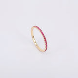 Dainty Ruby Full Eternity Ring – Minimalist Ruby Ring – Simple genuine Wedding Band - Natural July Birthstone Ring - Ruby Stacking Gold Ring