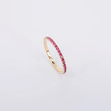 Dainty Ruby Full Eternity Ring – Minimalist Ruby Ring – Simple genuine Wedding Band - Natural July Birthstone Ring - Ruby Stacking Gold Ring