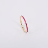 Dainty Ruby Full Eternity Ring – Minimalist Ruby Ring – Simple genuine Wedding Band - Natural July Birthstone Ring - Ruby Stacking Gold Ring