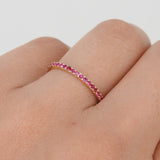 Dainty Ruby Full Eternity Ring – Minimalist Ruby Ring – Simple genuine Wedding Band - Natural July Birthstone Ring - Ruby Stacking Gold Ring