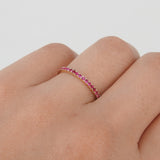 Dainty Ruby Full Eternity Ring – Minimalist Ruby Ring – Simple genuine Wedding Band - Natural July Birthstone Ring - Ruby Stacking Gold Ring