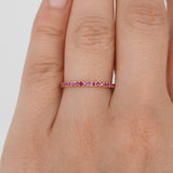 Dainty Ruby Full Eternity Ring – Minimalist Ruby Ring – Simple genuine Wedding Band - Natural July Birthstone Ring - Ruby Stacking Gold Ring