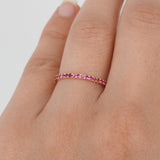 Dainty Ruby Full Eternity Ring – Minimalist Ruby Ring – Simple genuine Wedding Band - Natural July Birthstone Ring - Ruby Stacking Gold Ring
