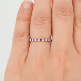 Natural Ruby and Diamond Full Eternity Ring – Small Genuine July & April Dual Birthstone Ring – Simple Gold Ruby Stacking Ring