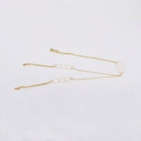 Unique Natural Pearl Gold Hand Chain – Two Rings Solid 18k Gold Statement Bracelet - June Birthstone Wedding Jewelry