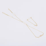 Unique Natural Pearl Gold Hand Chain – Two Rings Solid 18k Gold Statement Bracelet - June Birthstone Wedding Jewelry
