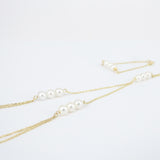 Unique Natural Pearl Gold Hand Chain – Two Rings Solid 18k Gold Statement Bracelet - June Birthstone Wedding Jewelry