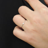 Dainty Simple Diamond Engagement Ring - Handmade Thin Solid 18k Gold Promise Ring
