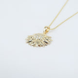 Sunflower Gold and Diamond Pendant - Unique Statement Necklace