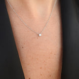 Floating 0.15 CT Diamond Solitaire Necklace – Simple Wedding Diamond Necklace – Dainty Genuine Diamond Pendant – Handmade Minimalist Jewelry