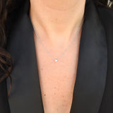 Floating 0.15 CT Diamond Solitaire Necklace – Simple Wedding Diamond Necklace – Dainty Genuine Diamond Pendant – Handmade Minimalist Jewelry