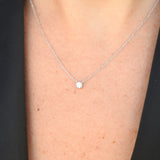 Floating 0.15 CT Diamond Solitaire Necklace – Simple Wedding Diamond Necklace – Dainty Genuine Diamond Pendant – Handmade Minimalist Jewelry