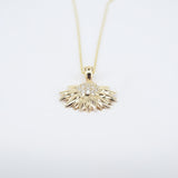 Sunflower Gold and Diamond Pendant - Unique Statement Necklace