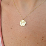 Horoscope Gold Pendant • Letter necklace • 18K Gold Zodiac Sign Necklace • Personalized Cancer Horoscope Gold Medallion • Vintage Necklace