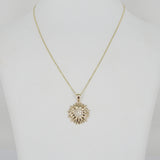Sunflower Gold and Diamond Pendant - Unique Statement Necklace