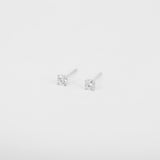 Dainty Diamond Stud Earrings – Four-Prongs Open Housing Design (3.3 mm / 0.30 Ct)