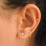 Dainty Diamond Stud Earrings – Four-Prongs Open Housing Design (3.3 mm / 0.30 Ct)