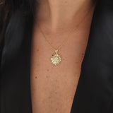 Sunflower Gold and Diamond Pendant - Unique Statement Necklace