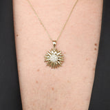 Sunflower Gold and Diamond Pendant - Unique Statement Necklace