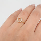 Open Circle Dainty Diamond Ring - Genuine Diamond Ring