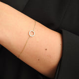 Dainty Pave Diamond Circle Bracelet