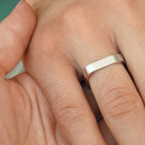 Square Flat Wedding Rings Set for Couples – Unique Men Wedding band