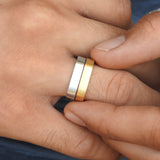 Square Flat Wedding Rings Set for Couples – Unique Men Wedding band