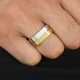 Square Flat Wedding Rings Set for Couples – Unique Men Wedding band