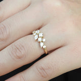 Large Multi Diamond Cluster Ring – Gemstone Flower-Bouquet Wedding Band