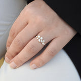 Large Multi Diamond Cluster Ring – Gemstone Flower-Bouquet Wedding Band
