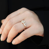 Large Multi Diamond Cluster Ring – Gemstone Flower-Bouquet Wedding Band