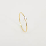 Dainty Simple Diamond Engagement Ring - Handmade Thin Solid 18k Gold Promise Ring