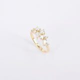 Large Multi Diamond Cluster Ring – Gemstone Flower-Bouquet Wedding Band