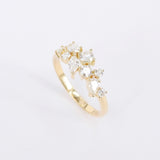 Large Multi Diamond Cluster Ring – Gemstone Flower-Bouquet Wedding Band