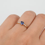 Promise ring for her - Natural Heart Sapphire Engagement Ring